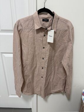 Theory Men's Button-Up Shirt in Blush Pink